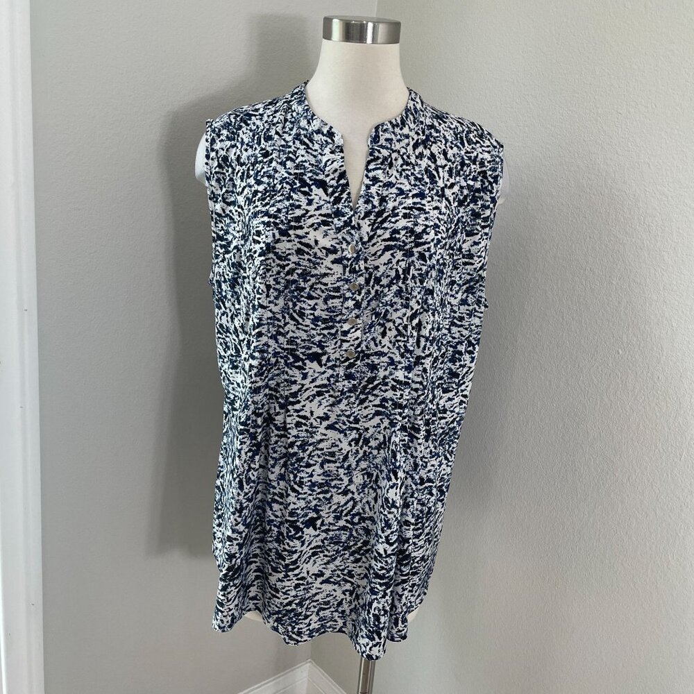 Cocomo Woman Plus 3X Sleeveless Tunic Top Button Front Stretch Blouse‎ Shirt